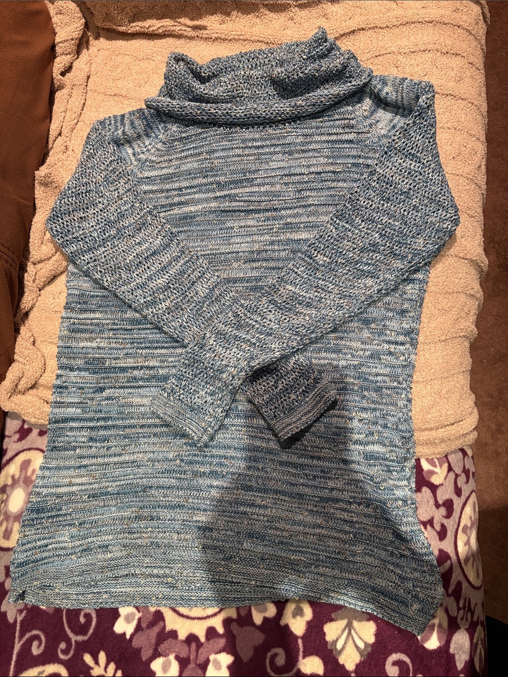 Parkhurst Blue Marled Cowl Neck Sweater